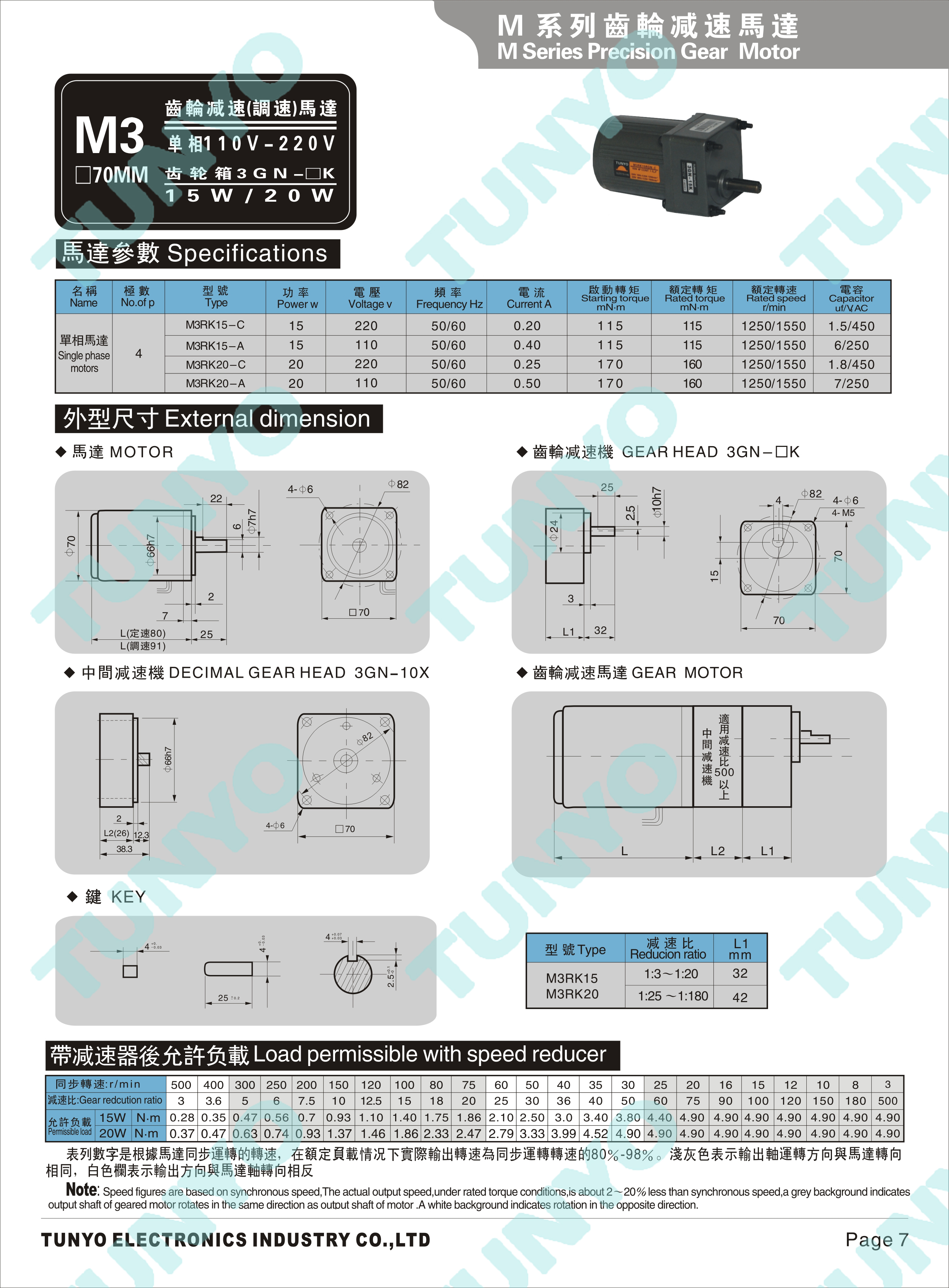 M3(15-20W)定速电机