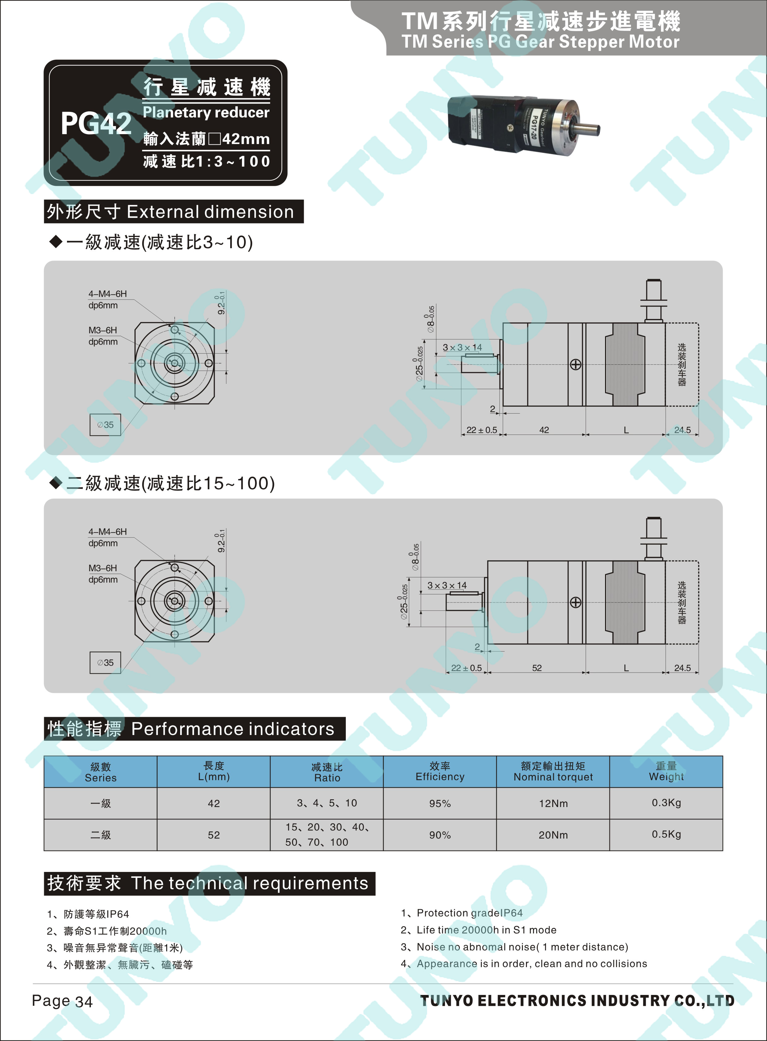 TM17-42mm行星减速步进电机